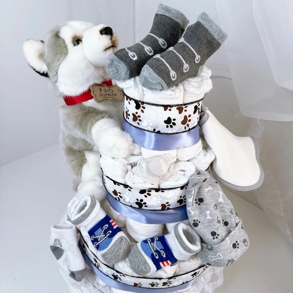 Puppy Diaper cake, Baby Shower gift